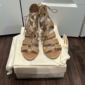 Loeffler Randall Hana Natural Gladiator Style Heels, Size 8